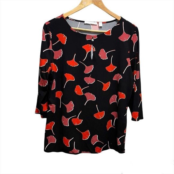 Boss Hugo Boss Black & Red Floral 3/4 Sleeve Blouse - Picture 3 of 7